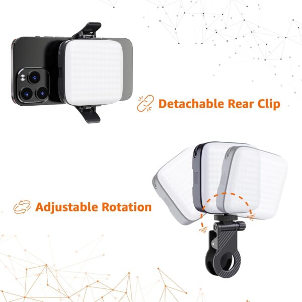 Amazon Basics LED Video Light for Photography, Live Streaming, Makeup & More | 2000 mAh | 3 Color Modes | 360° Rotation | Magnetic Absorption | Camera & Tripod Mountable | Rechargeable Battery - Image 8