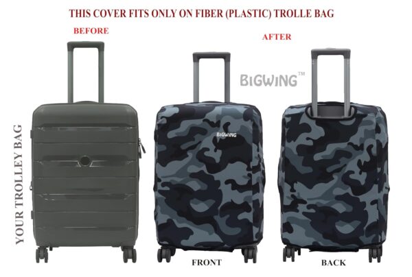 BIGWING Protective Cover in Polyester Fabric with Camouflage Print | Medium Size 24' inch | Hard Luggage Trolley Bag Cover (Fits Only On Fiber - Plastic Trolley Bag) - Image 5