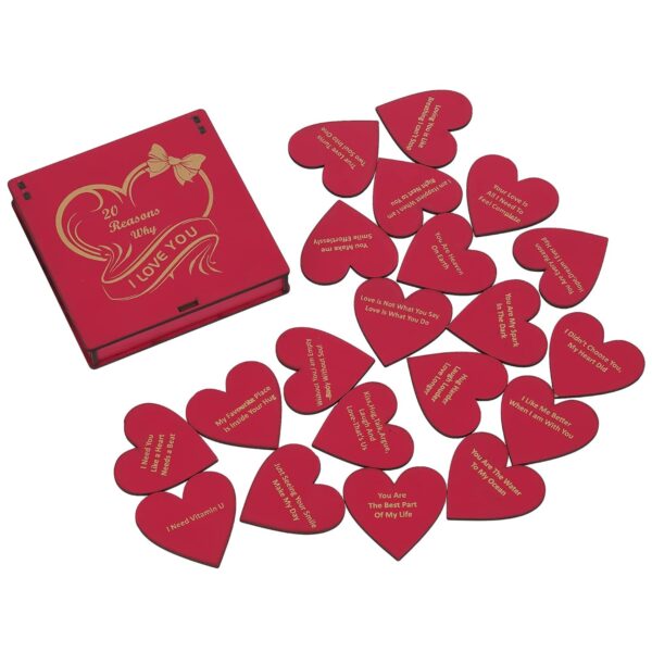 eCraftIndia Red Wooden 20 Reasons Why I Love You Printed on Little Hearts Valentine Gift Box| Valentine Gift for Girlfriend Boyfriend Husband Wife|Valentine Day Gifts|Valentine Day Decoration Items - Image 7