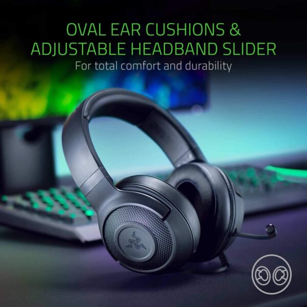 Razer Kraken X Lite Ultralight Gaming Headset: 7.1 Surround Sound Capable - Lightweight Frame - Bendable Cardioid Microphone - for PC, Xbox, PS4, Nintendo Switch - Classic Black - Image 7
