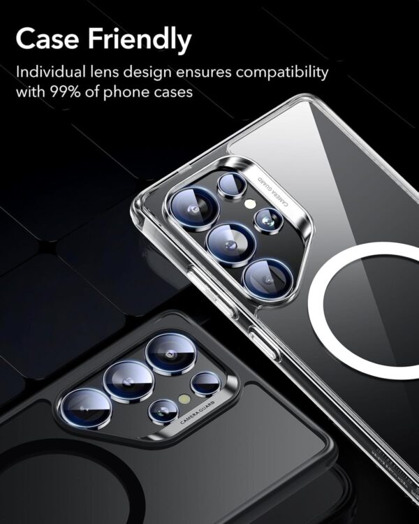 ESR for Samsung Galaxy S25 Ultra Camera Lens Protector, Individual Lens Protectors, Scratch-Resistant Tempered Glass with Aluminum Edging, Samsung Galaxy S25 Ultra Case Friendly, 1 Set, Black - Image 9