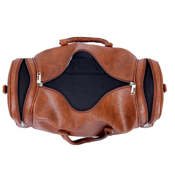 Leather World 55 L Vegan Leather Weekender Travel Duffle Luggage Bag with Detachable Shoulder Strap for Men & Women (TAN) - Image 4