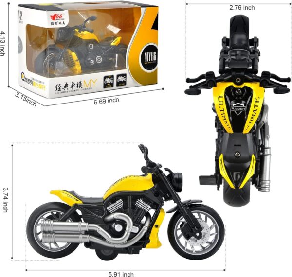 Nimika Motorcycle, Pull Back Toy Vehicle with Light and Music, Red, for Kids Age 3+ Years - Image 4