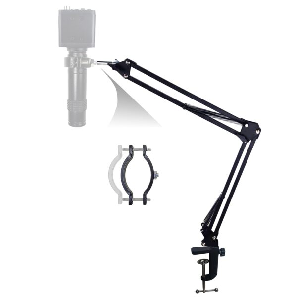 UPWTKIM Microscope Arm Stand for C Mount Lens Industrial HDMI Microscope Camera Electronic Soldering PCB Repairing, Adjustable Clamp 1.02-2.04 inch - Image 2