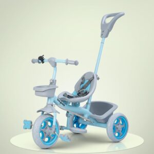 Baybee Beagle Pro Baby Tricycle for Kids, Plug N Play Kids Tricycle with Parental Push Handle, Eva Wheels, Footrest & Baskets | Kids Cycle Trikes | Baby Cycle for Kids 2 to 5 Years (Blue)
