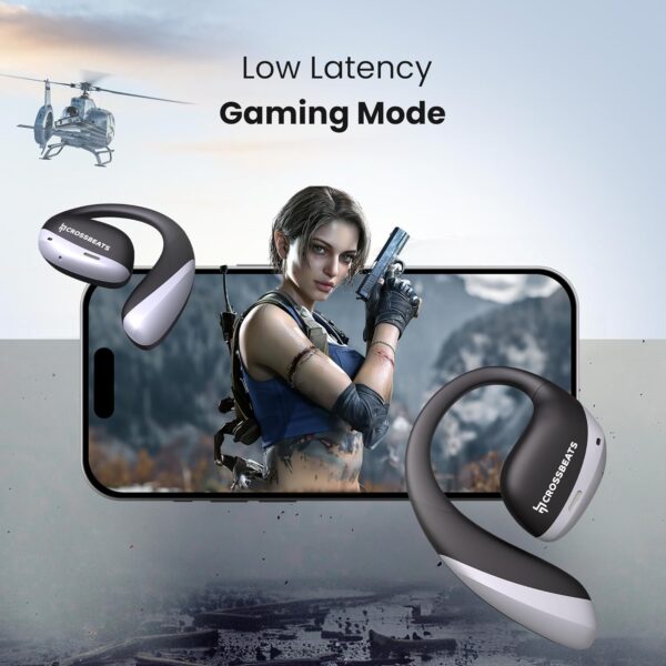 CrossBeats Arc Buds OWS Open Ear Wireless Earbuds | Spatial Audio Headphones & Head Tracking | Gaming Bluetooth Earphones | 100hr Playtime | 14.2mm Drivers IPX5 Rating Type-c Fast Charging (Black) - Image 7