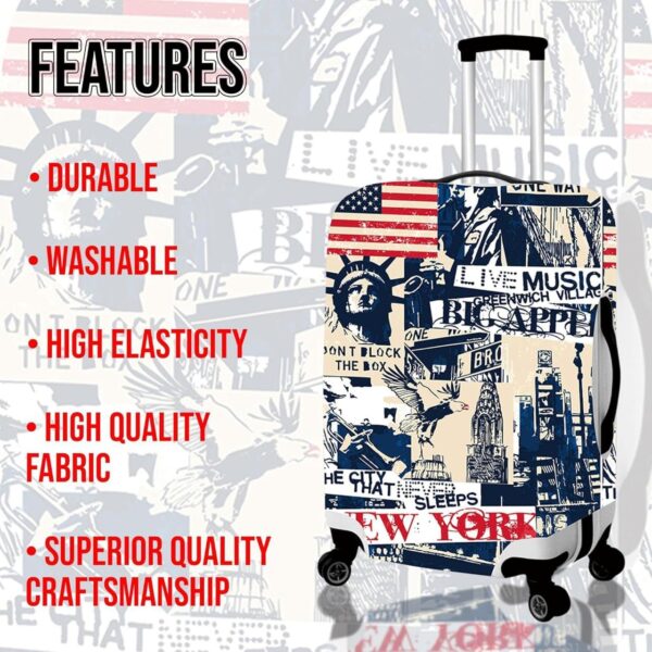 NT CREATION Blue New York Polyester Fabric Large Protective Luggage Cover | (L) LAREG Protective Luggage Cover Without Suitcase -Blue New York | Size - 28 in (Fit - 26-30 in Luggage) - Image 3