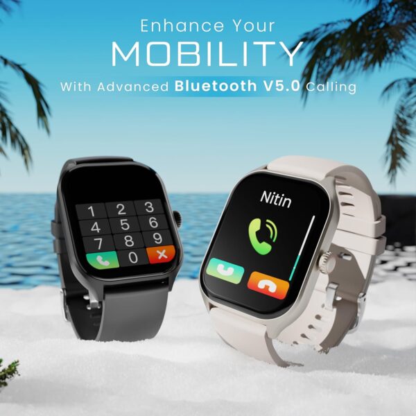 HAMMER Polar 2.01" IPS Always on Display, Advanced Bluetooth Calling Smart Watch, Dual Mode, Voice Assistant, Rotating Crown, Sleek Desgin, Sports Modes, 500 Nits Brightness, 240x296 PX (Ice Grey) - Image 5