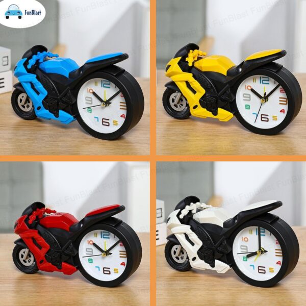 FunBlast Alarm Clock for Heavy Sleepers – Motorcycle Clock, Stylish Analog Table/Desk Alarm Clock for Students, Table Clock for Bedroom, Living Room, Office, Return Gifts for Kids (Blue) - Image 5