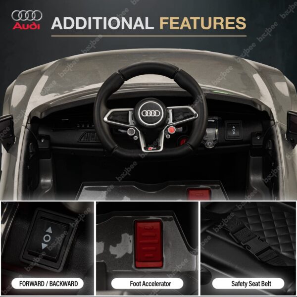 BAYBEE Official Licensed Battery Operated Car for Kids, Ride On Toy Kids Car with Music & Light | Baby Big Battery Car | Electric Car for Kids to Drive 3 to 8 Years Boy Girl (Audi R8 Grey) - Image 8