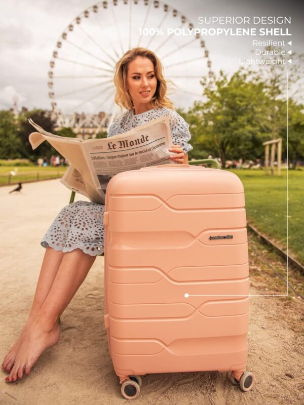 Nasher Miles Paris Hard-Sided Polypropylene Check-in Luggage Peach 28 Inch|75 Cm Spinner Trolley Bag, Large - Image 4