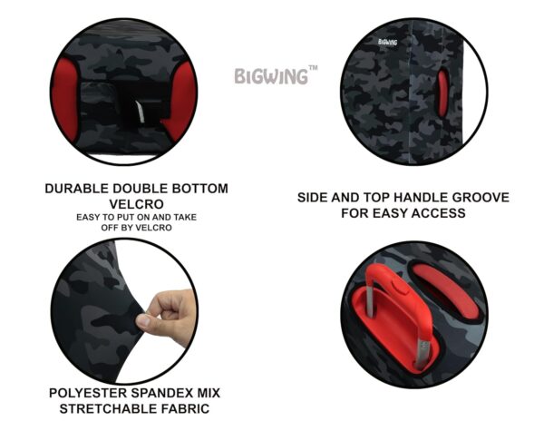 BIGWING Protective Cover in Polyester Fabric with Camouflage Print for | 28' Inch Large Size | Soft Luggage Trolley Bag Cover (Fits Only On Fabric Trolley Bag) - Image 5