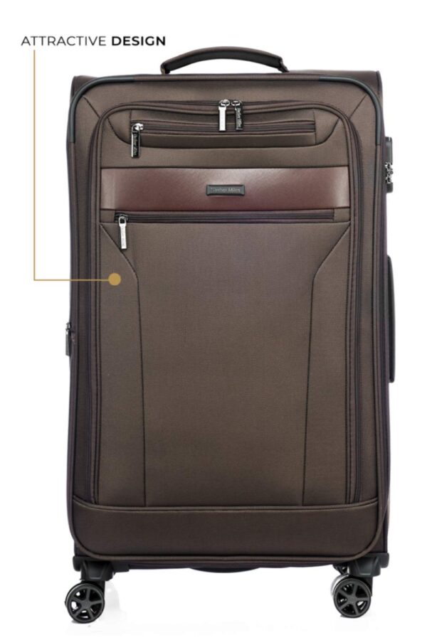 Nasher Miles Berlin Expander Soft-Sided Polyester Front Laptop Compartment Check-in Luggage Brown 28 inch |75cm Trolley Bag - Image 3