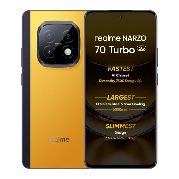 realme NARZO 70 Turbo 5G (Turbo Yellow,6GB RAM,128GB Storage) | Segment's Fastest Dimensity 7300 Energy 5G Chipset | Motorsports Inspired Design - Image 2