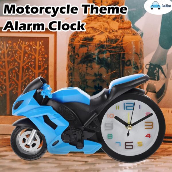 FunBlast Alarm Clock for Heavy Sleepers – Motorcycle Clock, Stylish Analog Table/Desk Alarm Clock for Students, Table Clock for Bedroom, Living Room, Office, Return Gifts for Kids (Blue) - Image 7