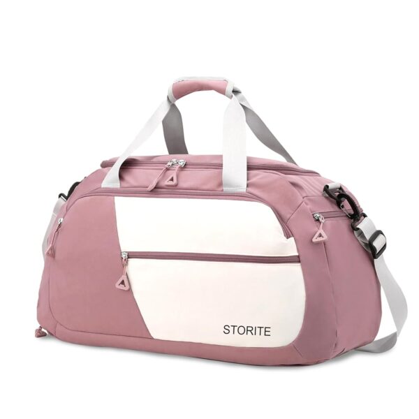 Storite Nylon 54 Cm Imported Multi Purpose Travel Duffle Bag for Women with Dry and Wet Pocket, Lightweight Waterproof Backpack Carry Luggage Bag with Shoe Compartment (Deep Pink, 54 x 12 x 24 cm) - Image 2