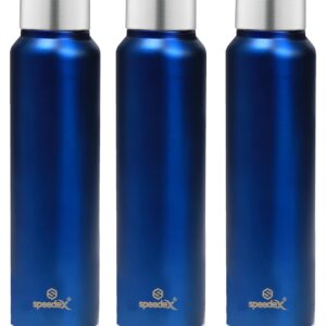 Speedex 1 LTR Water Bottle Set of 3, Dark Blue, Stainless Steel, 1 Litre Screw Cap Bottles Combo for Girls, Boys, Adults & Kids, Sports, Fridge Use, School & Office – 1000 ml – Pack of 3