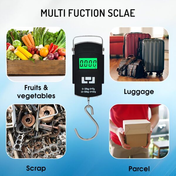 Aliston Electronic Portable Fishing Hook Type Digital LED Screen Luggage Weighing Scale, 50 kg/110 Lb (Black) - Image 6