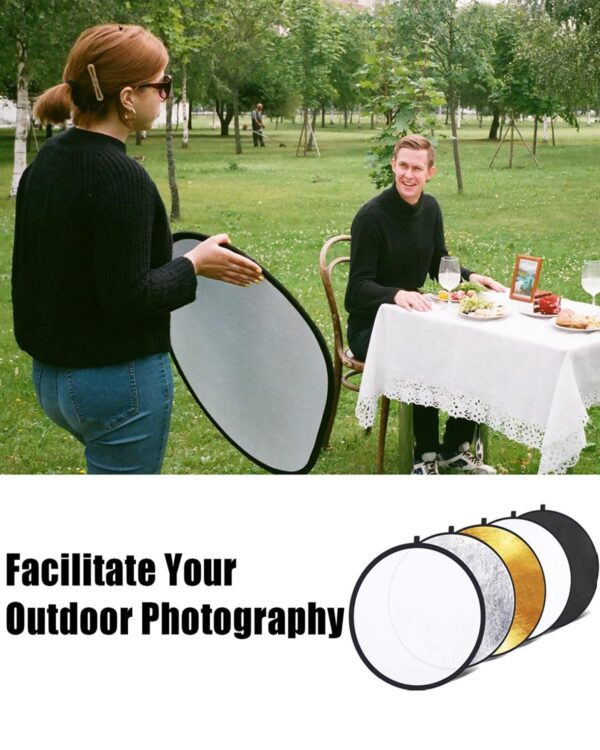 5 in 1 Reflector, Reflector Camera Reflector 30cm, Silver, Gold for Studio Photography, Light Reflector, Reflector Photography Accessories, Camera Accessories for Photography - Image 6