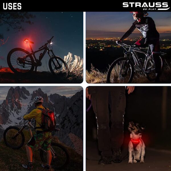 Strauss Bicycle Tail Lights | USB Rechargeable Headlights| Ultra Bright Waterproof Bicycle Tail Lights | Light Set with Led Light | Tail Clip Light Lamp |Taillight Set - Image 6
