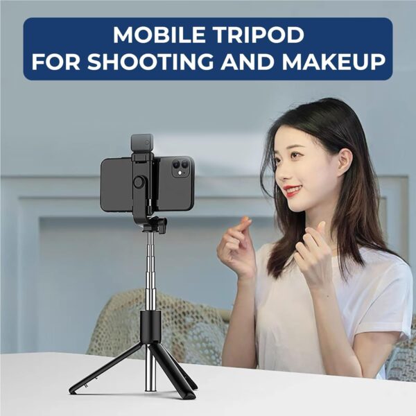 Kratos K2 Selfie Stick with Tripod Stand, 3 in 1 Multifunctional design, Rechargable LED Light with Two Brighness Levels for Make up, Selfie, Vlogging & Photo Shoot, Selfie stick with Bluetooth Remote - Image 8