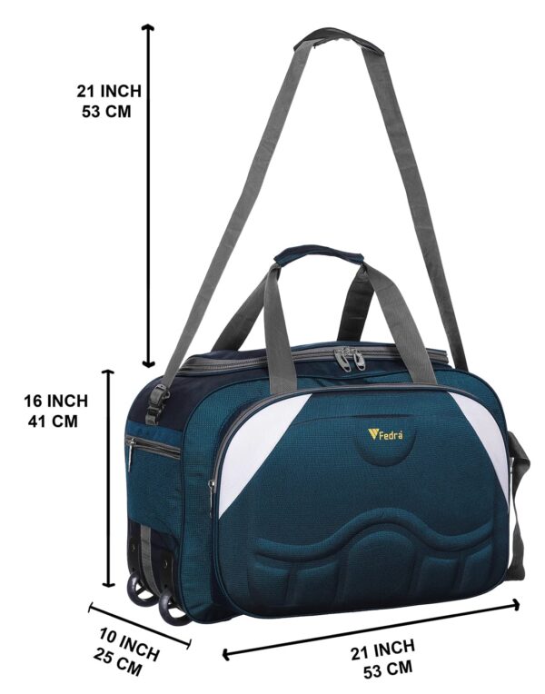 FEDRA Fabric Travel Duffel Bags For Men And Women 60 L With 2 Wheels Green White, 68.58 Cm - Image 3