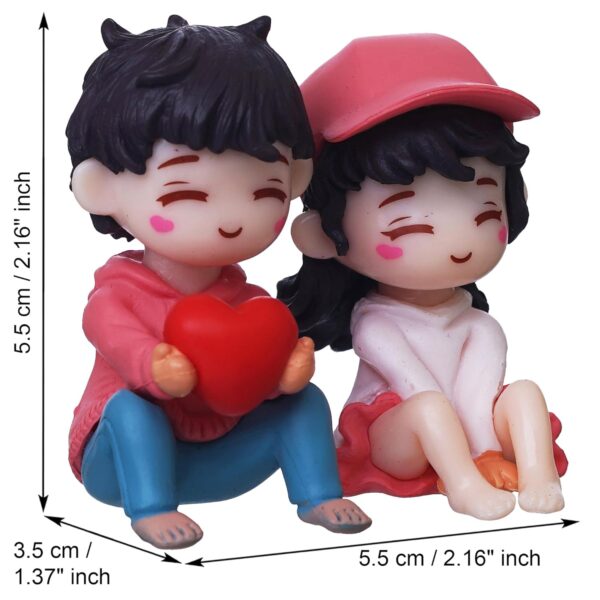 eCraftIndia Miniature Cute Romantic Couple Statue, Boy Giving Heart to Girl Decorative Showpiece - Valentine's Day Gifts for Girlfriend, Boyfriend, Husband, Wife (Polyresin, Multicolor) - Image 5