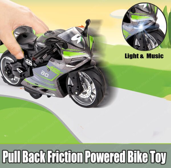 FunBlast Bike Toy for Kids – 1:12 Scaled Model Realistic Bike Toys with Light & Music, Motorcycle Toy for Kids, Pull Back Friction Powered Bike Toy, for 3+ Years Old Kids, Boys (Grey) - Image 4