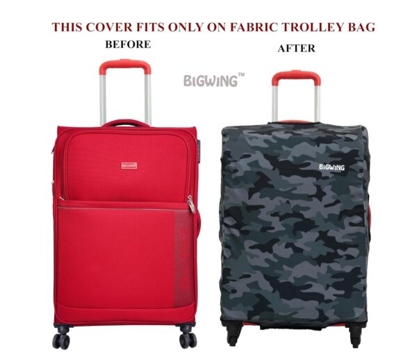 BIGWING Protective Cover in Polyester Fabric with Camouflage Print for | 28' Inch Large Size | Soft Luggage Trolley Bag Cover (Fits Only On Fabric Trolley Bag) - Image 6