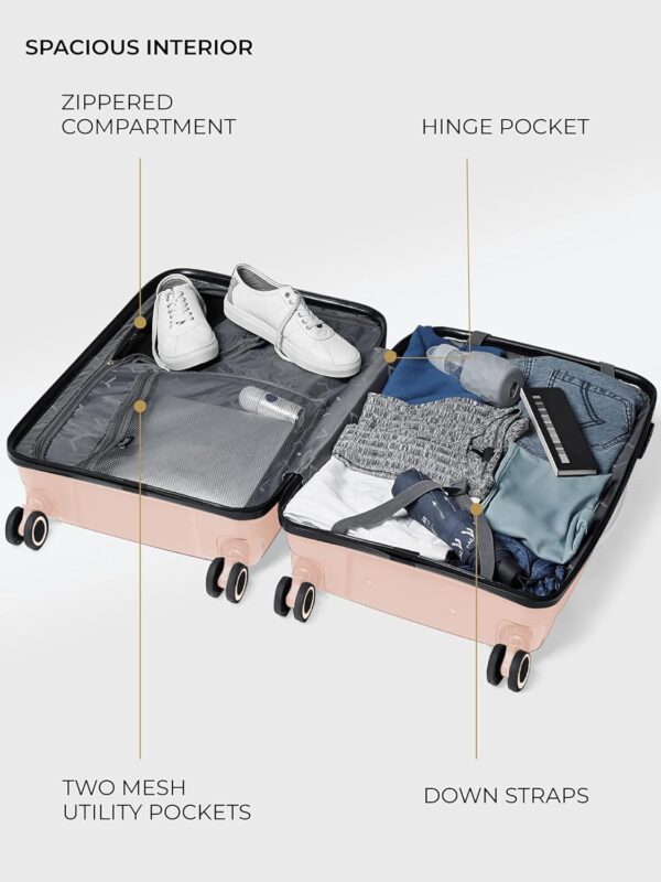 Nasher Miles Paris Hard-Sided Polypropylene Check-in Luggage Peach 28 Inch|75 Cm Spinner Trolley Bag, Large - Image 7