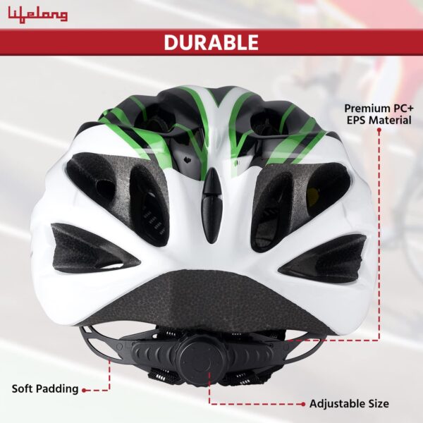 Lifelong Adjustable Cycling Helmet with Detachable Visor|Adjustable Light Weight Mountain Bike Cycle Helmet with Padding for Kids and Adults|Racing Helmet for Men and Women (6 Months Warranty) - Image 4