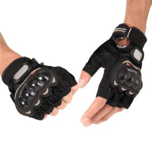 SHOOLIN Half Cut Bike Glove/Racing Gloves/Hand Gloves (Medium, Black) (Set of 1)