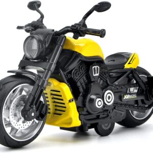 Nimika Motorcycle, Pull Back Toy Vehicle with Light and Music, Red, for Kids Age 3+ Years