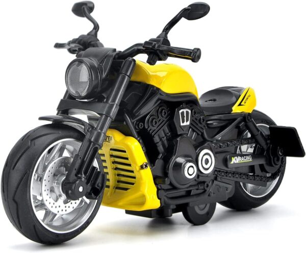 Nimika Motorcycle, Pull Back Toy Vehicle with Light and Music, Red, for Kids Age 3+ Years