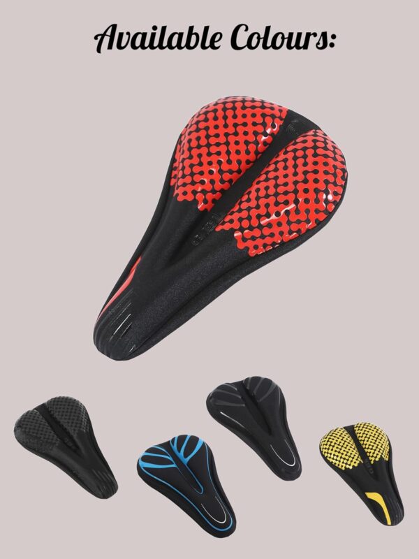 FABSPORTS Bike/Bicycle Seat Cover with Thick Soft Padded Gel & Memory Foam for Endurance and Long Rides for Cycling, Spinning Class, Exercise Bike etc | Cameo Black & Red - Image 5
