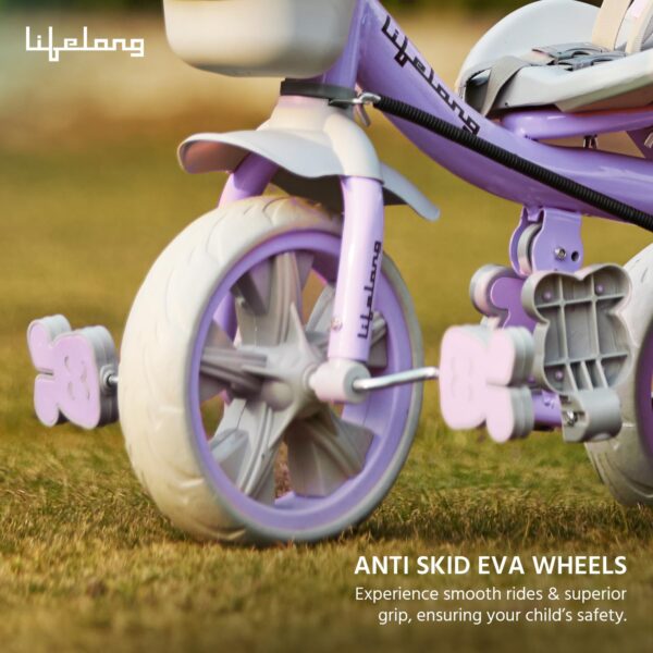 Lifelong Trike Cycle for Kids 2-5 Years - Bike with 3 EVA Wheels, Bell & Basket -Durable Tricycle with Parental Control 30kg Capacity,Lavender Grey - Image 2