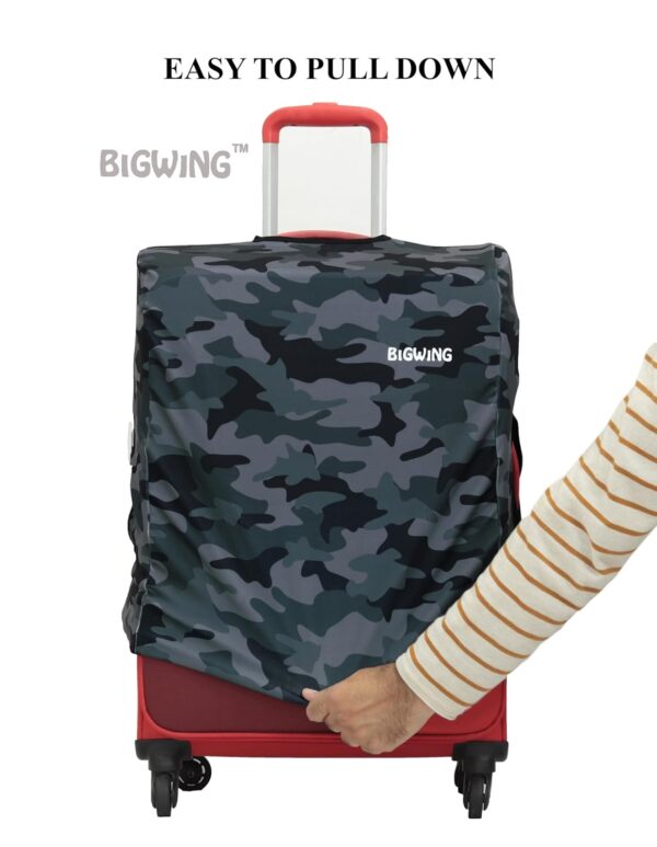 BIGWING Protective Cover in Polyester Fabric with Camouflage Print for | 28' Inch Large Size | Soft Luggage Trolley Bag Cover (Fits Only On Fabric Trolley Bag) - Image 4