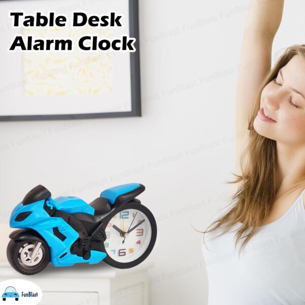 FunBlast Alarm Clock for Heavy Sleepers – Motorcycle Clock, Stylish Analog Table/Desk Alarm Clock for Students, Table Clock for Bedroom, Living Room, Office, Return Gifts for Kids (Blue) - Image 9