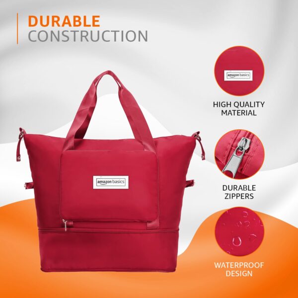 Amazon Basic Travelling Bags for Women, Luggage Bags for Travel, Travel Bags for Luggage Handbags for Women Big Size, Vanity Bag for Women, Duffle Bags for Travel (Red) - Image 3