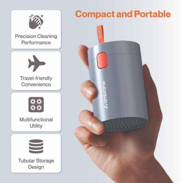 Ambrane 20-in-1 Cleaning Kit for Smartphones, Tablet, PC Computer, Laptops, Keyboards, DSLR Camera Lens, Earphones, Airpods with Screen Dust Brush, Key Puller & Spray Bottle (ACK-01, Grey) - Image 9