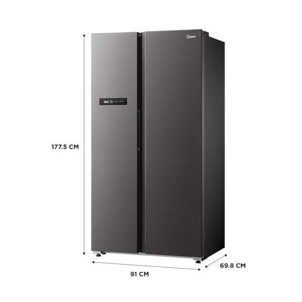 Midea 592 L Side By Side, Wi-Fi Double Door Refrigerator Voice Assistant, App Control, Inverter, (MDRS791MIF28IND Jazz Black) - Image 6