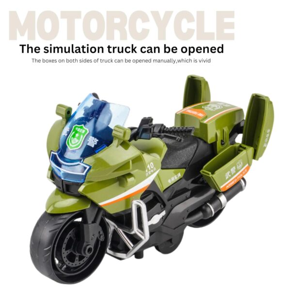 Jo Baby 2 Pcs Police Motorcycle Toy, Pull Back Toy Motorcycle, Toy Motorcycles for Boy (White,Green) - Image 3
