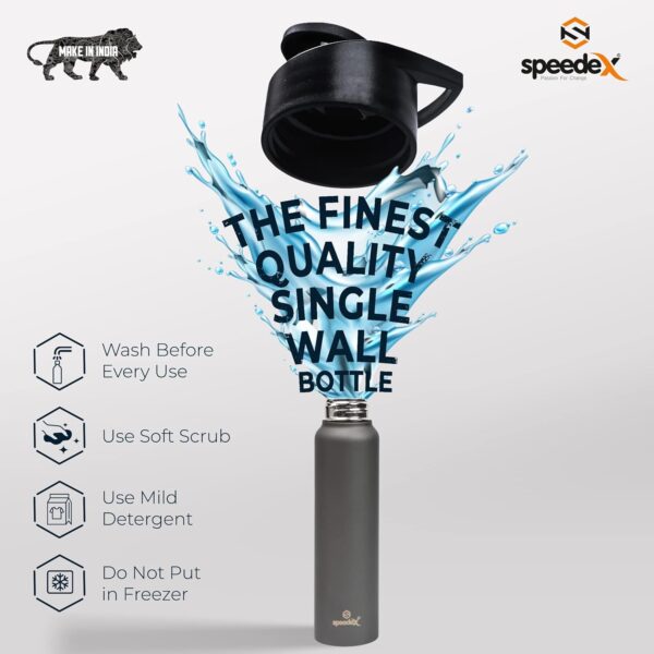 Speedex 1 LTR Water Bottle Set of 3, Dark Grey, Stainless Steel, 1 Litre Screw Cap Bottles Combo for Girls, Boys, Adults & Kids, Sports, Fridge Use, School & Office - 1000 ml - Pack of 3 - Image 4