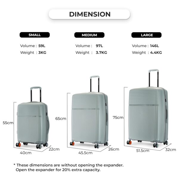 Nasher Miles Krabi Expander and TSA Lock Hard-Sided Polypropylene Check-in Luggage Grey 28 inch |75cm Large Trolley Bag - Image 8