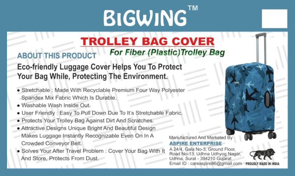 BIGWING Protective Cover in Polyester Fabric with Camouflage Print | Medium Size 24' inch | Hard Luggage Trolley Bag Cover (Fits Only On Fiber - Plastic Trolley Bag) - Image 8