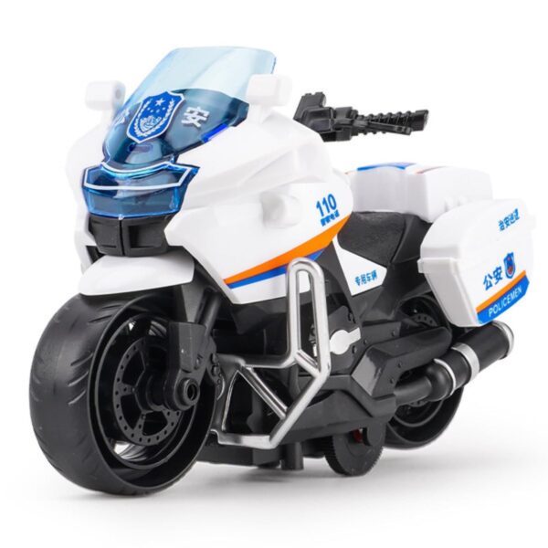 Jo Baby 2 Pcs Police Motorcycle Toy, Pull Back Toy Motorcycle, Toy Motorcycles for Boy (White,Green) - Image 4