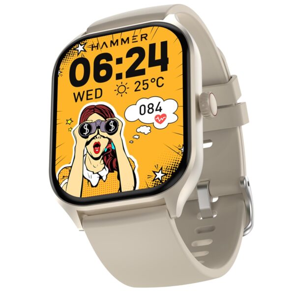 HAMMER Polar 2.01" IPS Always on Display, Advanced Bluetooth Calling Smart Watch, Dual Mode, Voice Assistant, Rotating Crown, Sleek Desgin, Sports Modes, 500 Nits Brightness, 240x296 PX (Ice Grey) - Image 2
