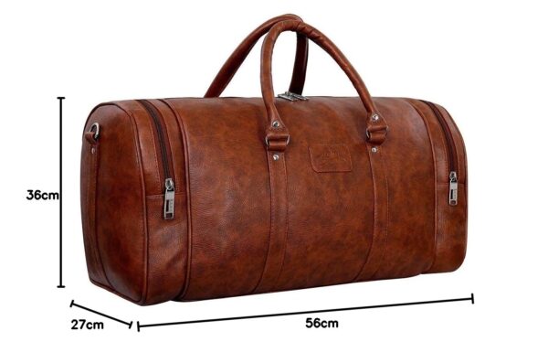 Leather World 55 L Vegan Leather Weekender Travel Duffle Luggage Bag with Detachable Shoulder Strap for Men & Women (TAN) - Image 8