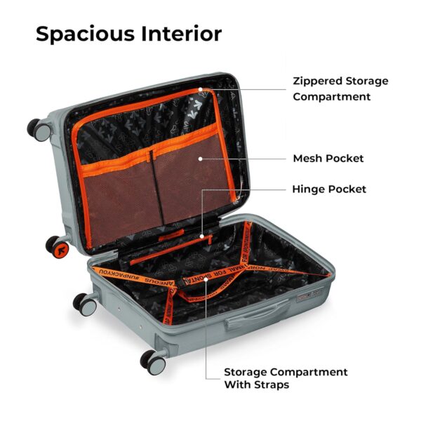 Nasher Miles Krabi Expander and TSA Lock Hard-Sided Polypropylene Check-in Luggage Grey 28 inch |75cm Large Trolley Bag - Image 7
