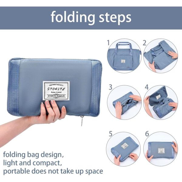 Storite Nylon 40 Cms Imported Foldable Travel Duffle Bag For Women, Expandable Lightweight Waterproof Carry Weekender Overnight Luggage Bag (Blue) - Image 5